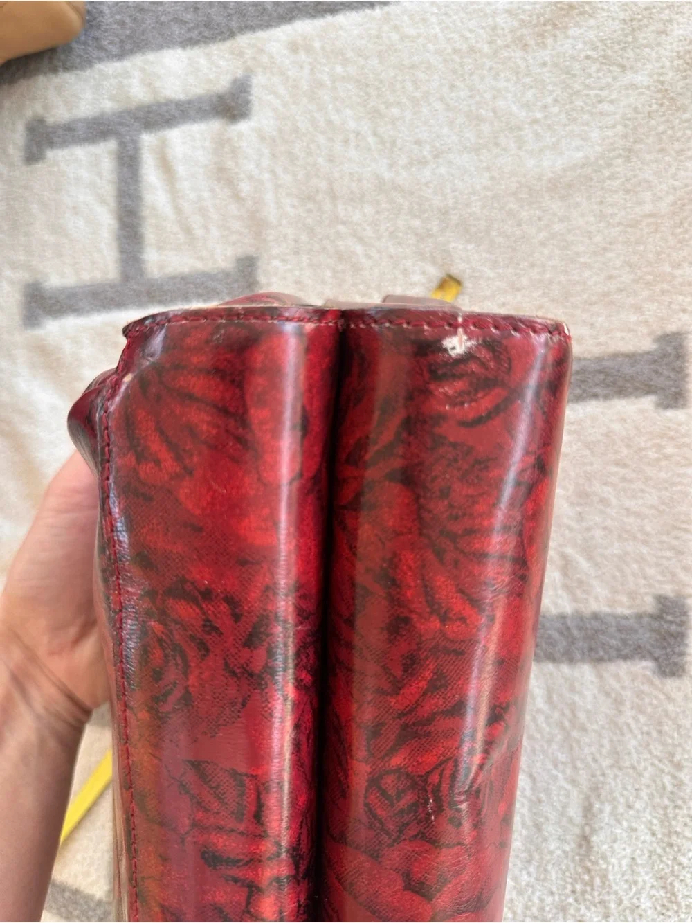 Red Floral Leather Top-Handle Bag Patricia Nash rose bag 🌹